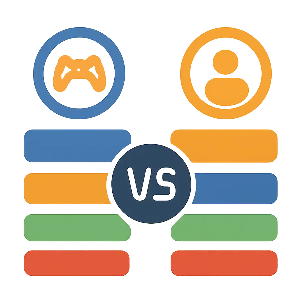 Infographic comparing options using coloured bars and icons only, no text or labels, flat design, Jai Win